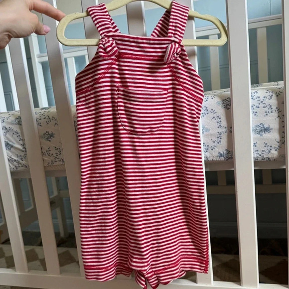 Hanna Andersson Toddler Romper Bright Basics Shortalls Organic Cotton striped - Picture 2 of 6